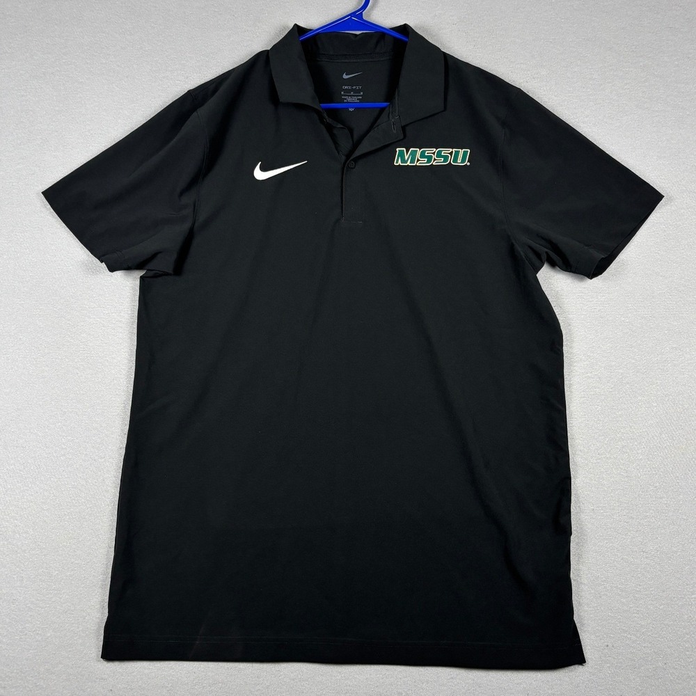 Nike Dri-Fit MSSU Lions Polo Shirt Mens Medium Black Short Sleeve Golf